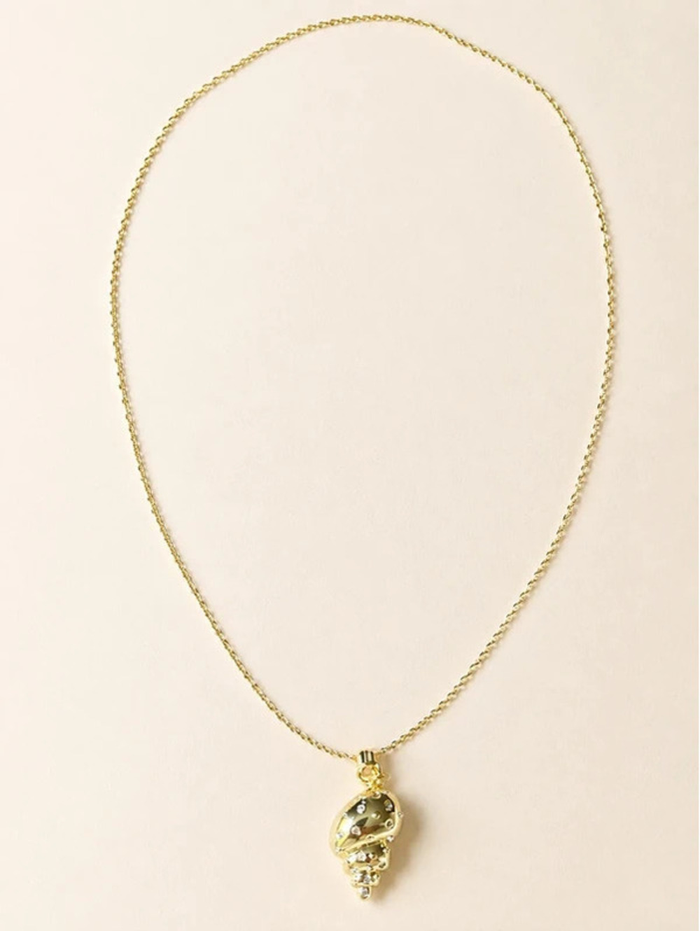 Gold Conch Shell Crystal Necklace Beach Jewelry Gift for Her